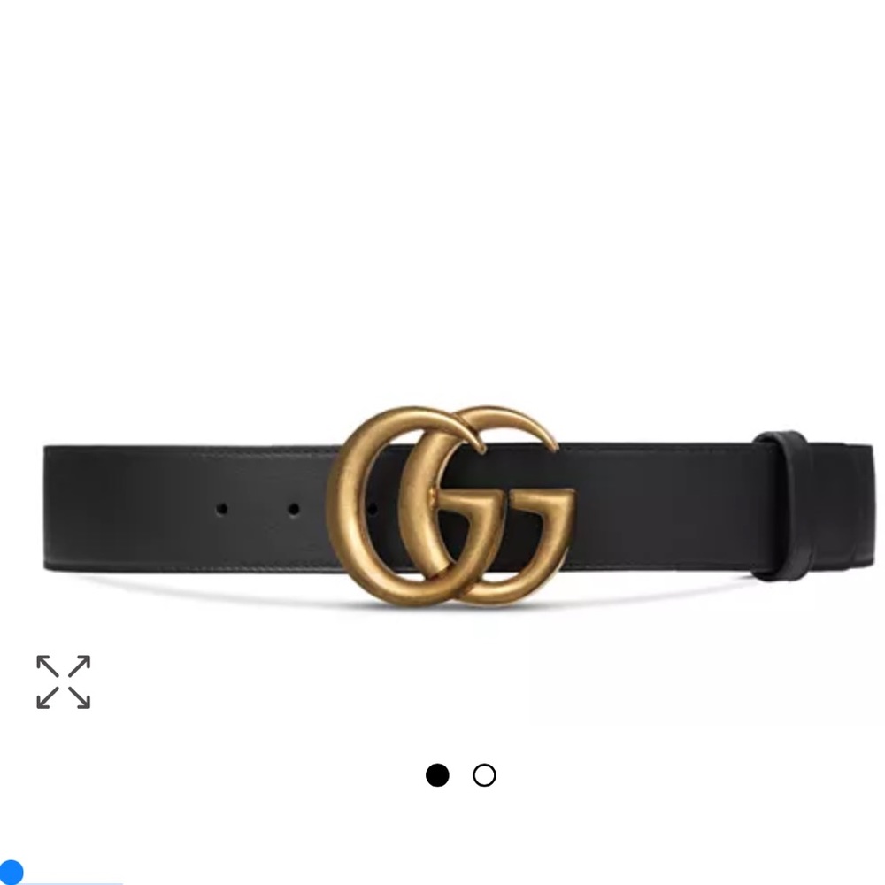 Gucci, Women's Leather Belt  Double G Buckle small indentation on belt